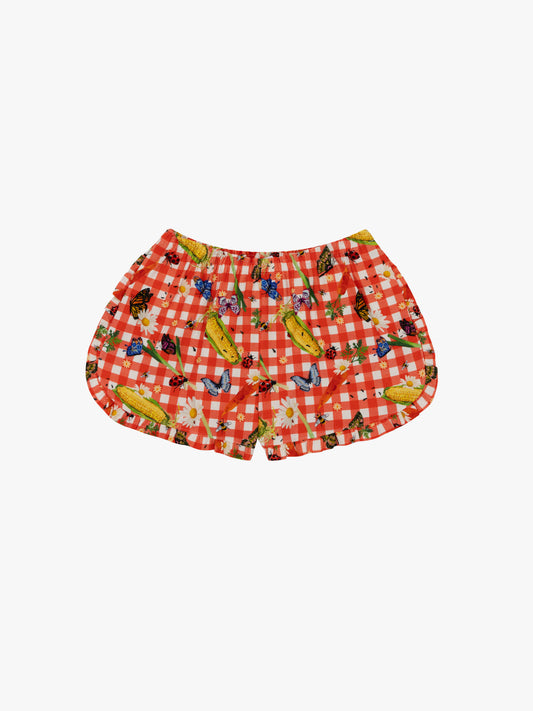 Agatha Short - Garden Critters Gingham