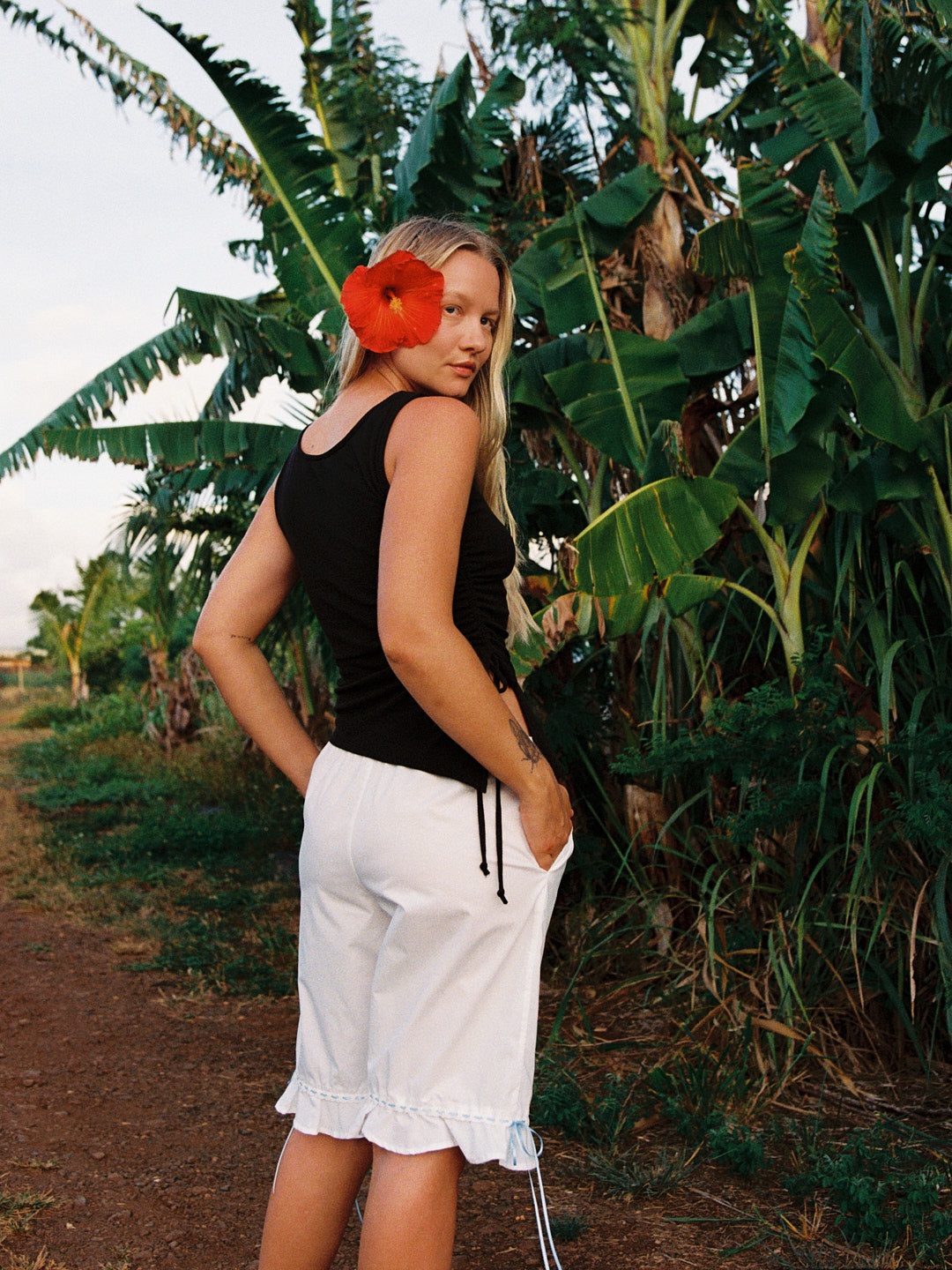 Blue Trim Bloomers - White