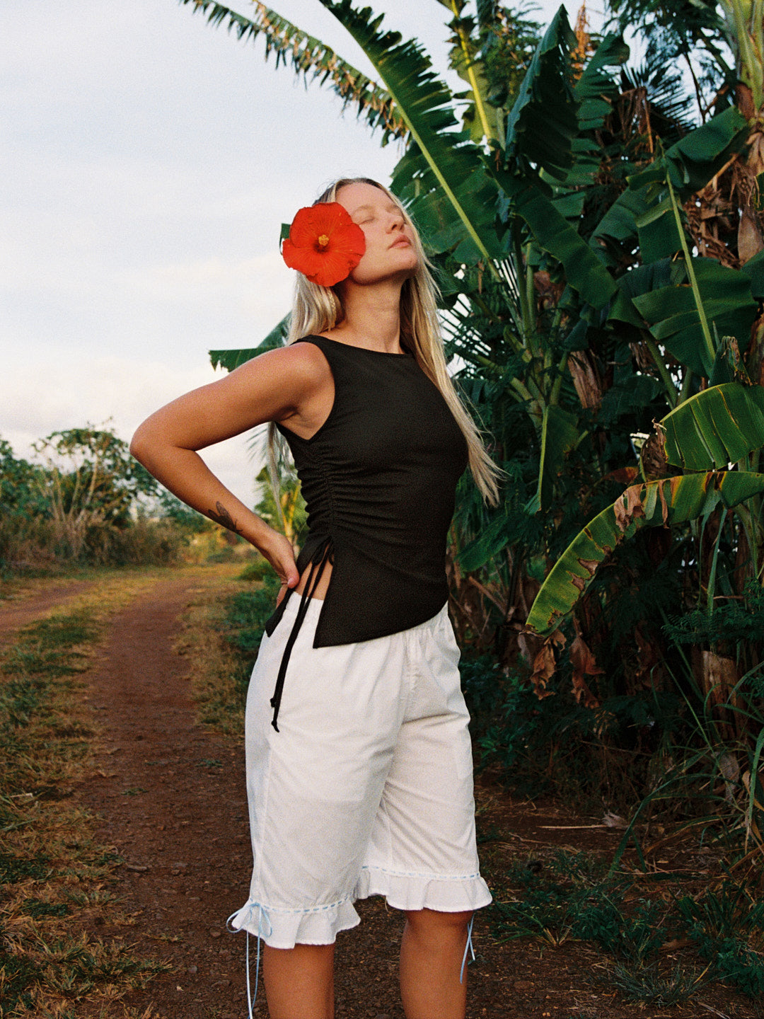 Blue Trim Bloomers - White