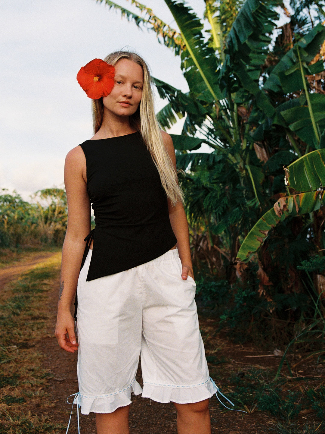 Blue Trim Bloomers - White