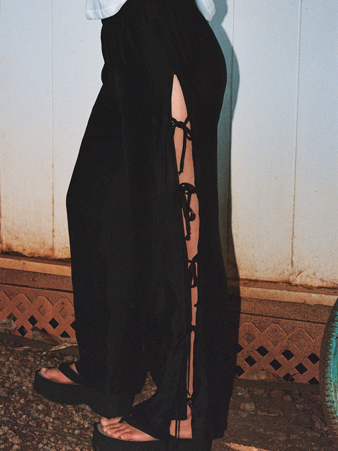 Evelyn Tie Pant - Black Organza