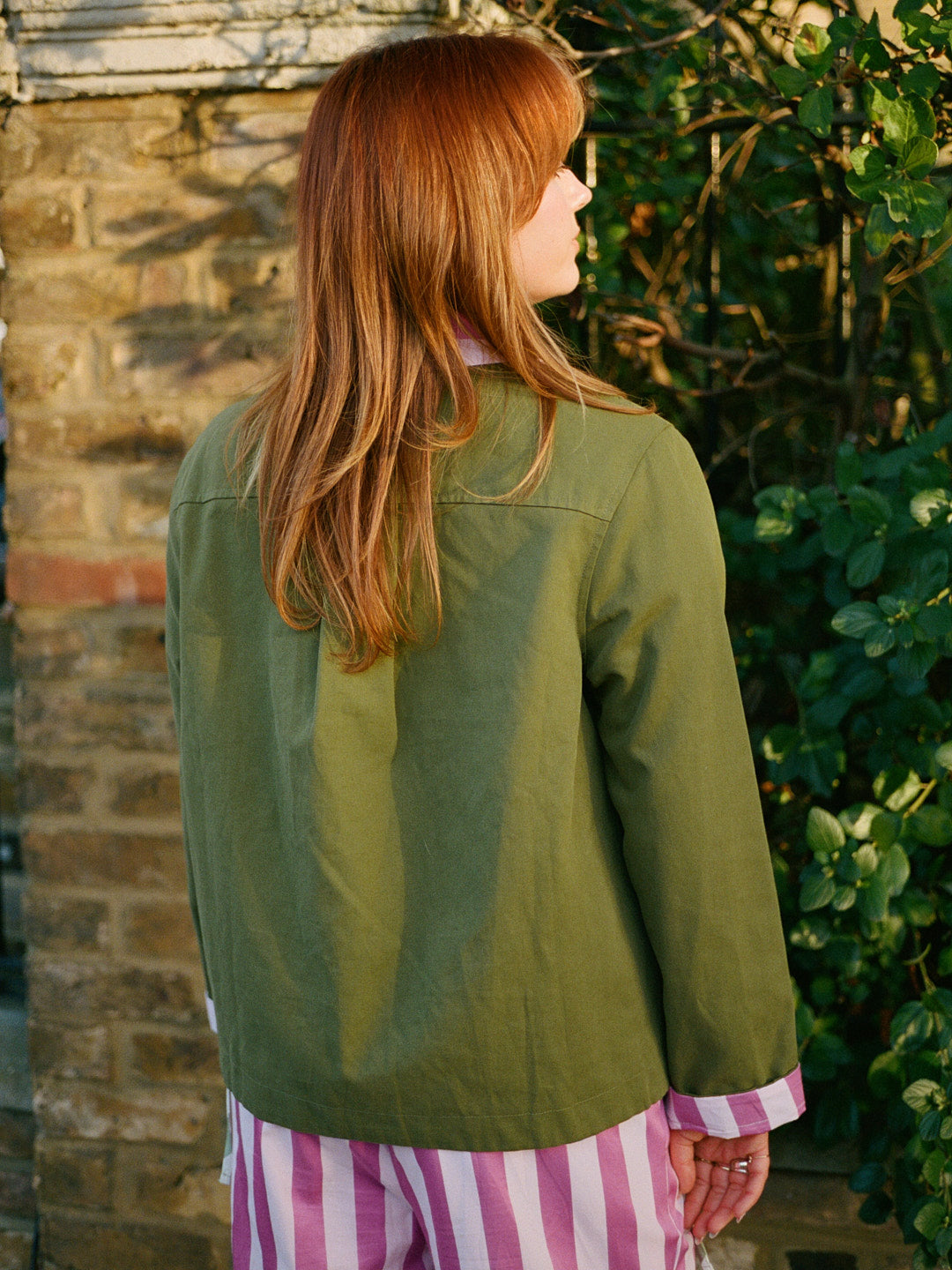 Dalston Jacket - Green & Rose Stripe