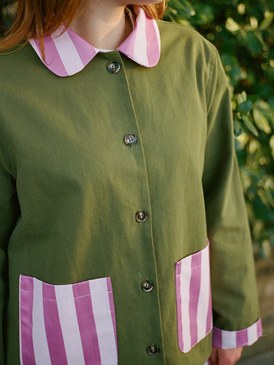 Dalston Jacket - Green & Rose Stripe