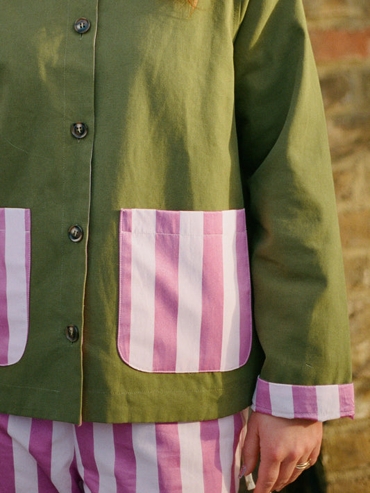 Dalston Jacket - Green & Rose Stripe