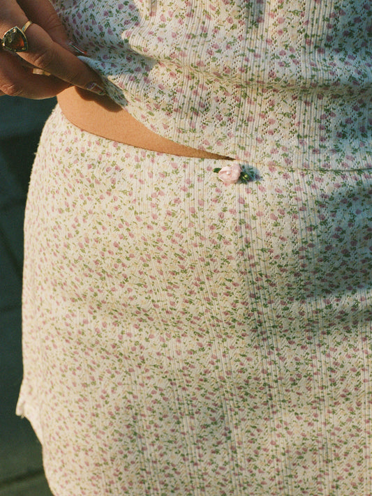 Shoreditch Skirt - Ivory Buds