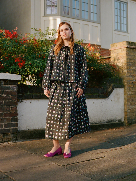 Maeve Midi Skirt - Noir Garden