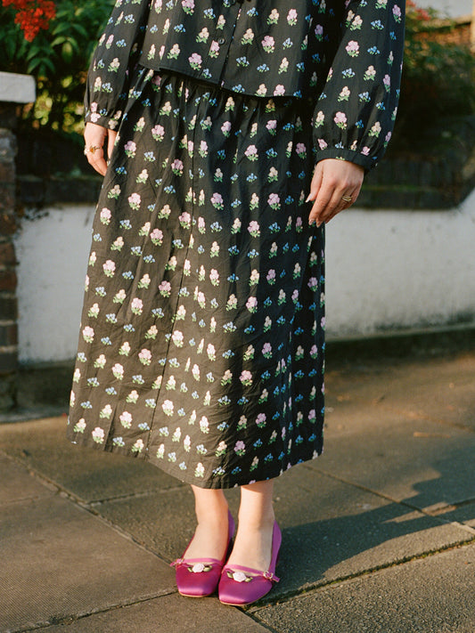 Maeve Midi Skirt - Noir Garden