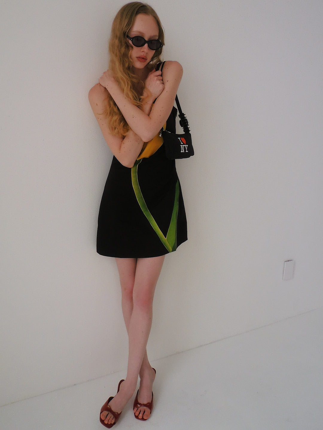 red black animal print dress Tulip Appliqué Dress