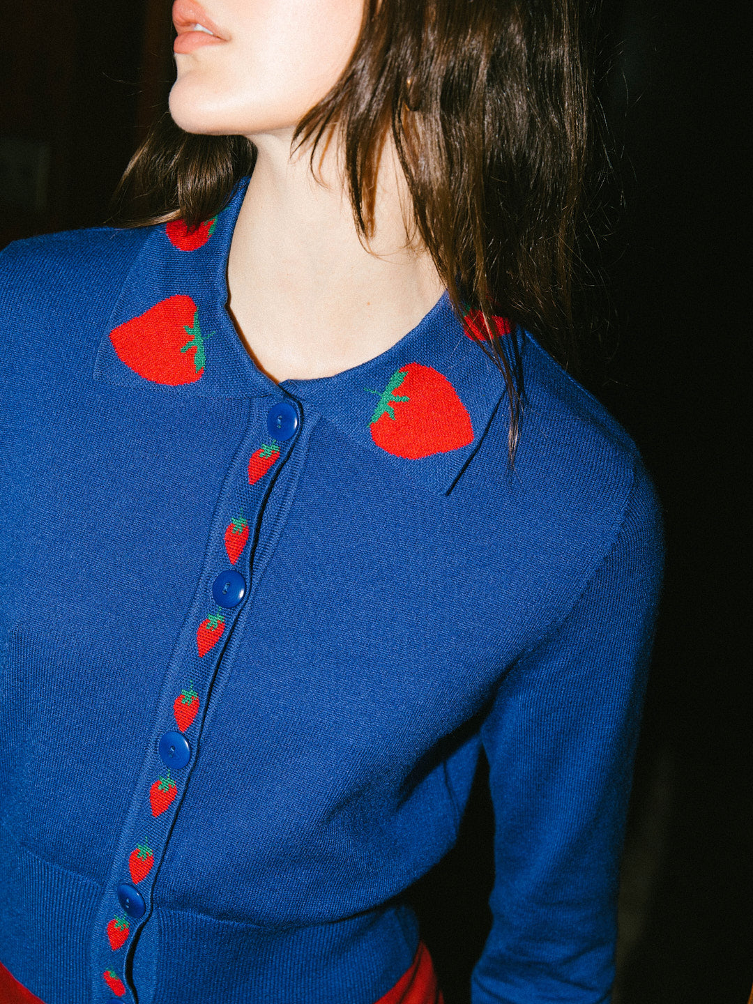 Battenberg Cardi - Blue Strawberry
