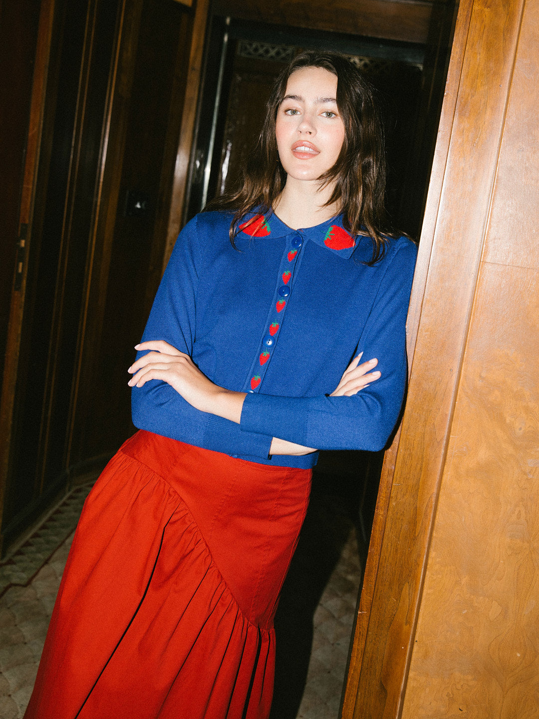 Battenberg Cardi - Blue Strawberry