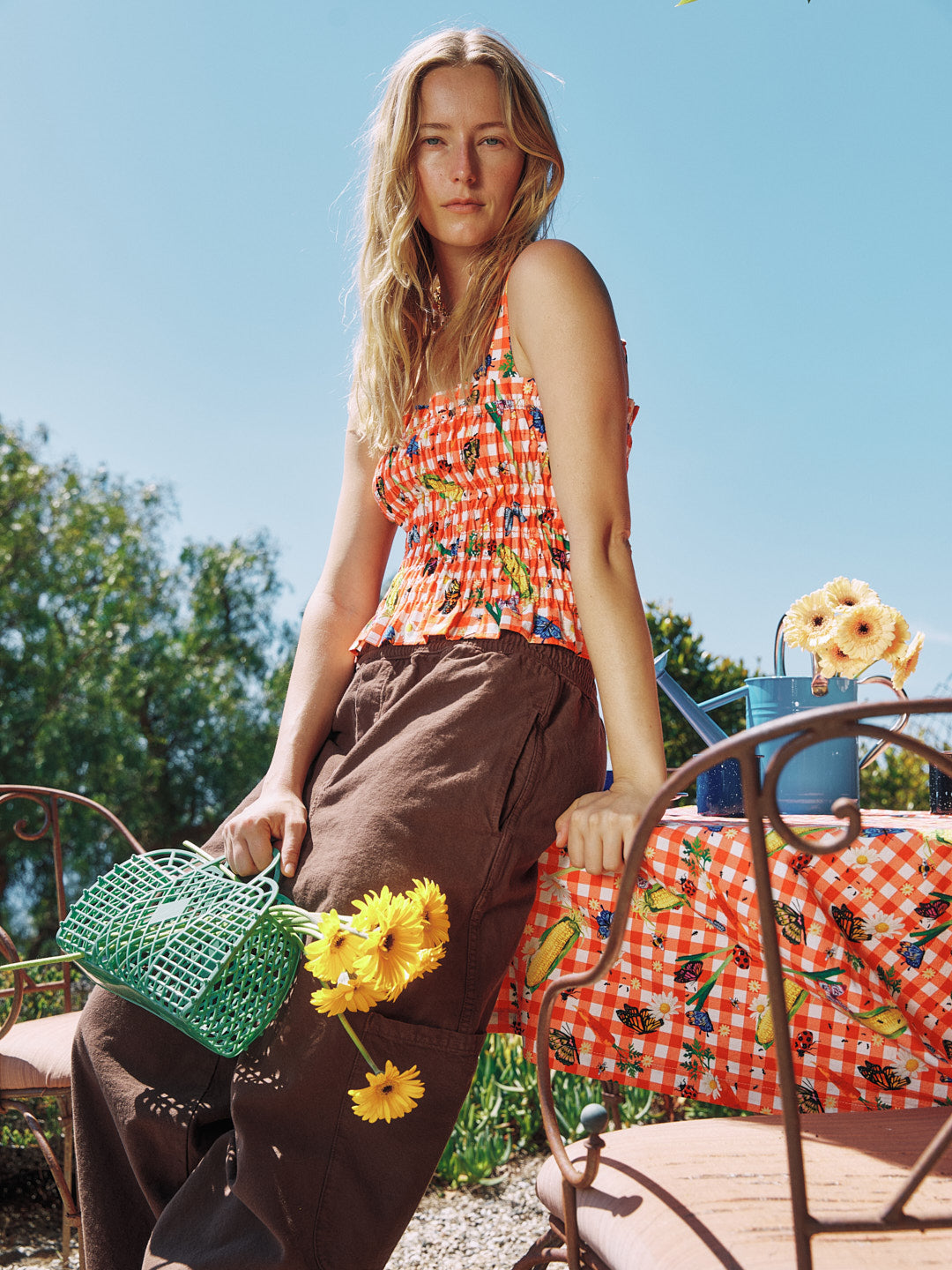 Cara Top - Garden Critters Gingham