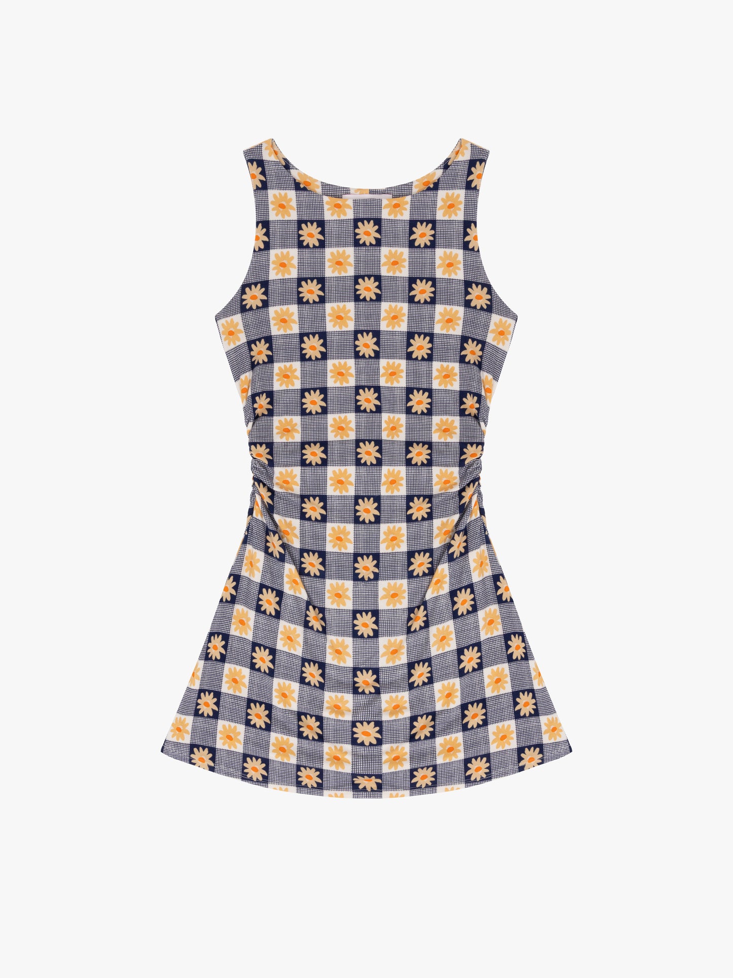 Cindy Dress - Navy Daisy Gingham