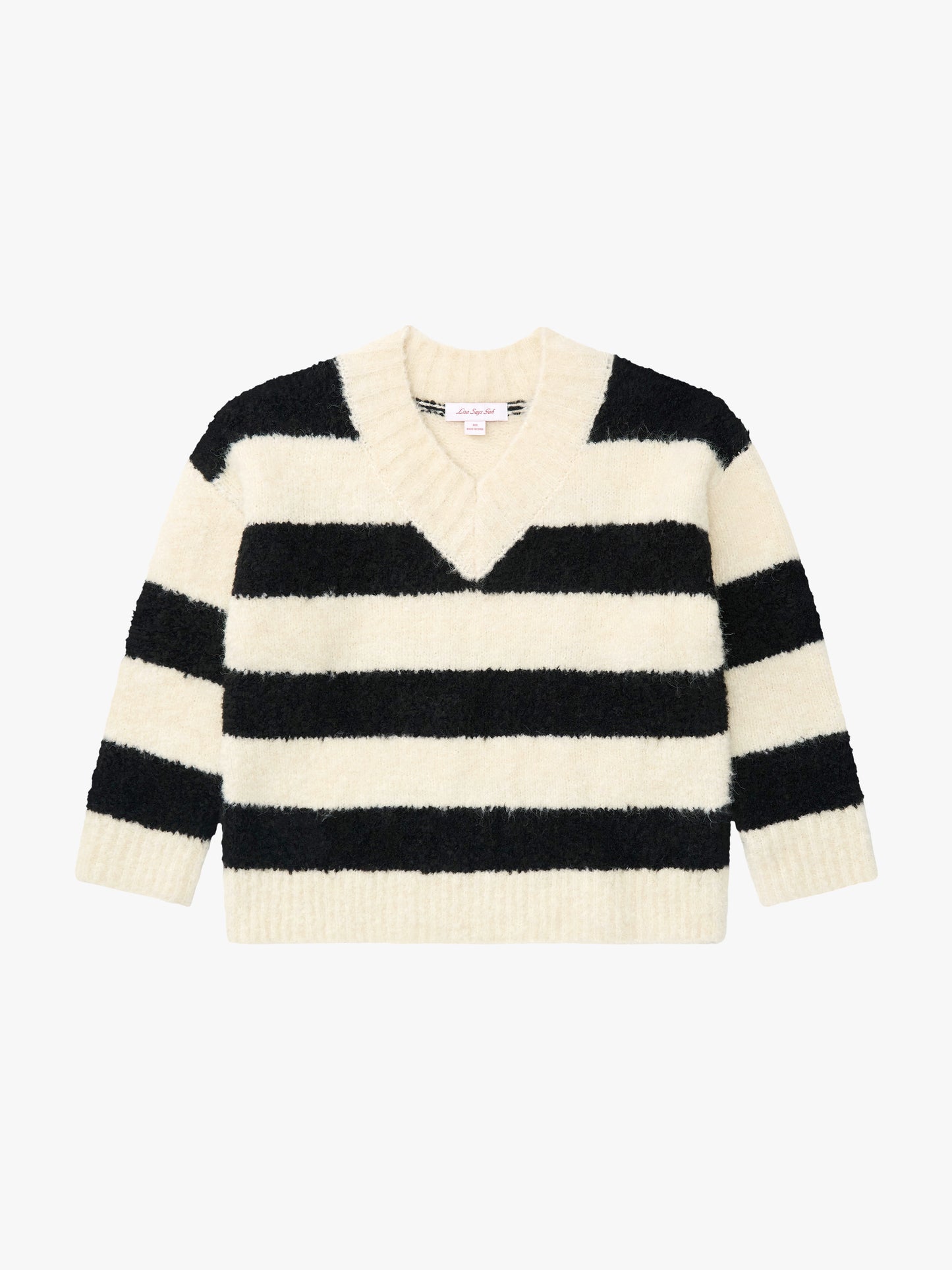 Coby V-Neck Sweater - Black/White Stripes