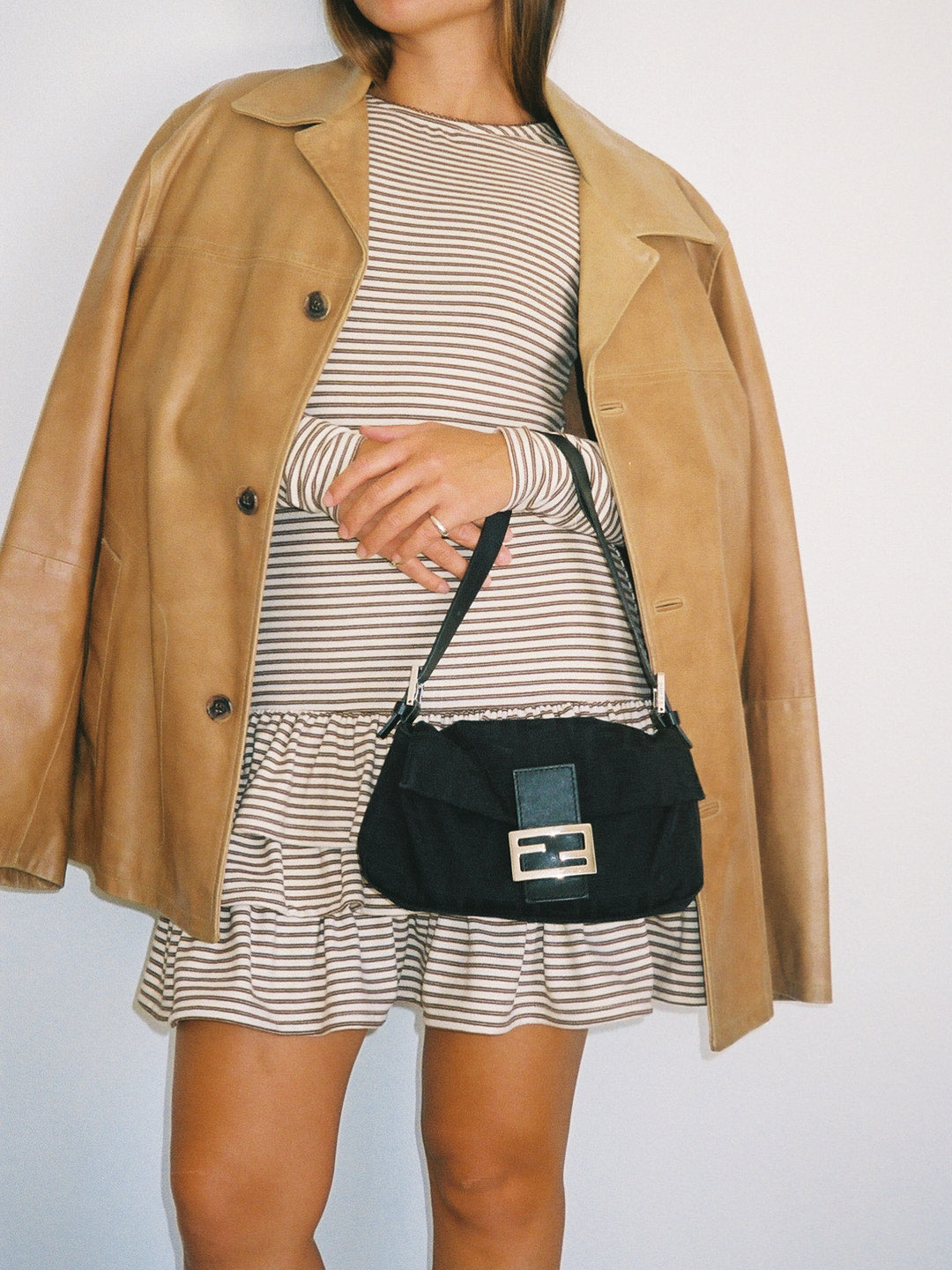 Colette Mini Dress - Brown Stripe