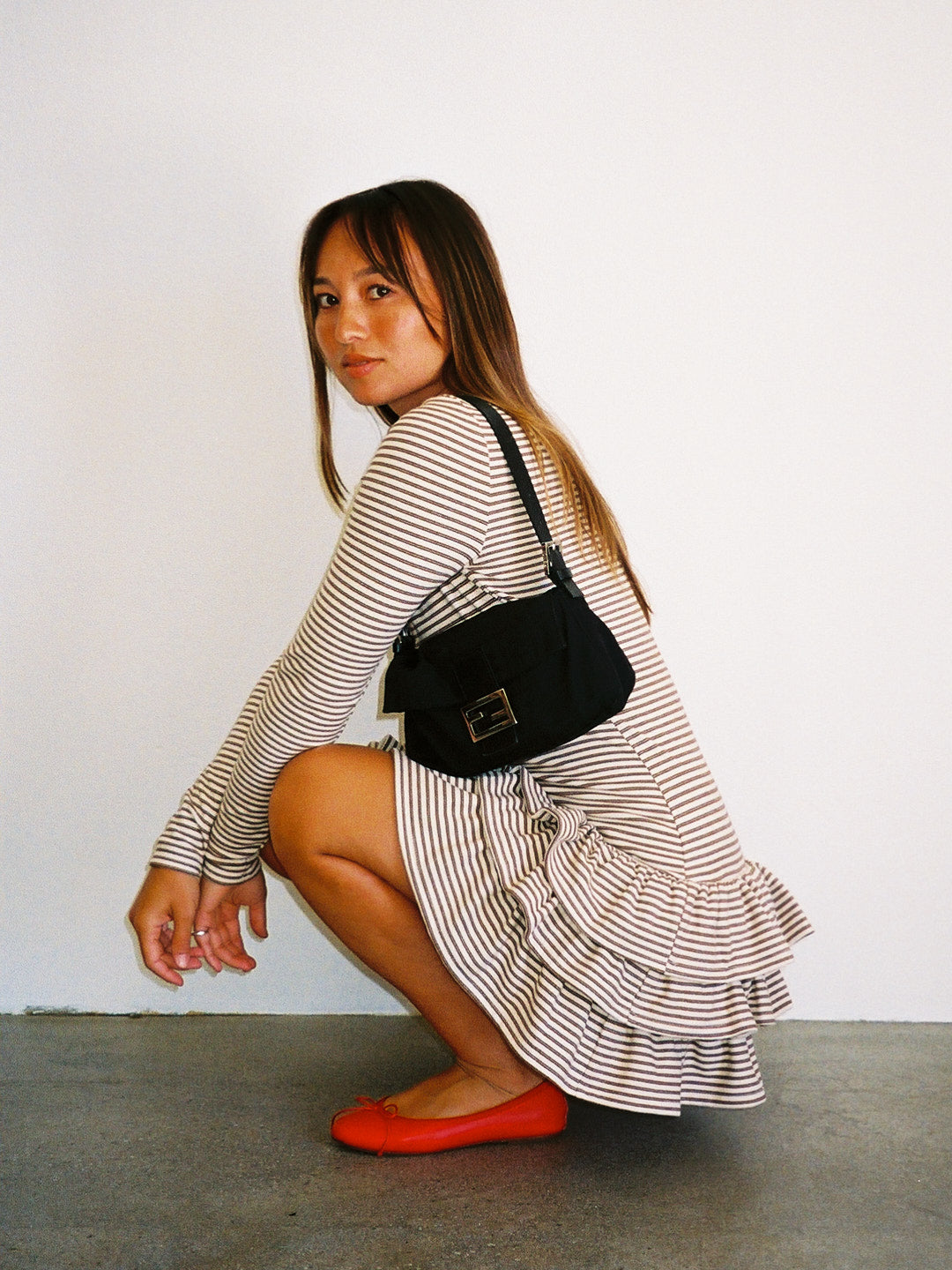 Colette Mini Dress - Brown Stripe