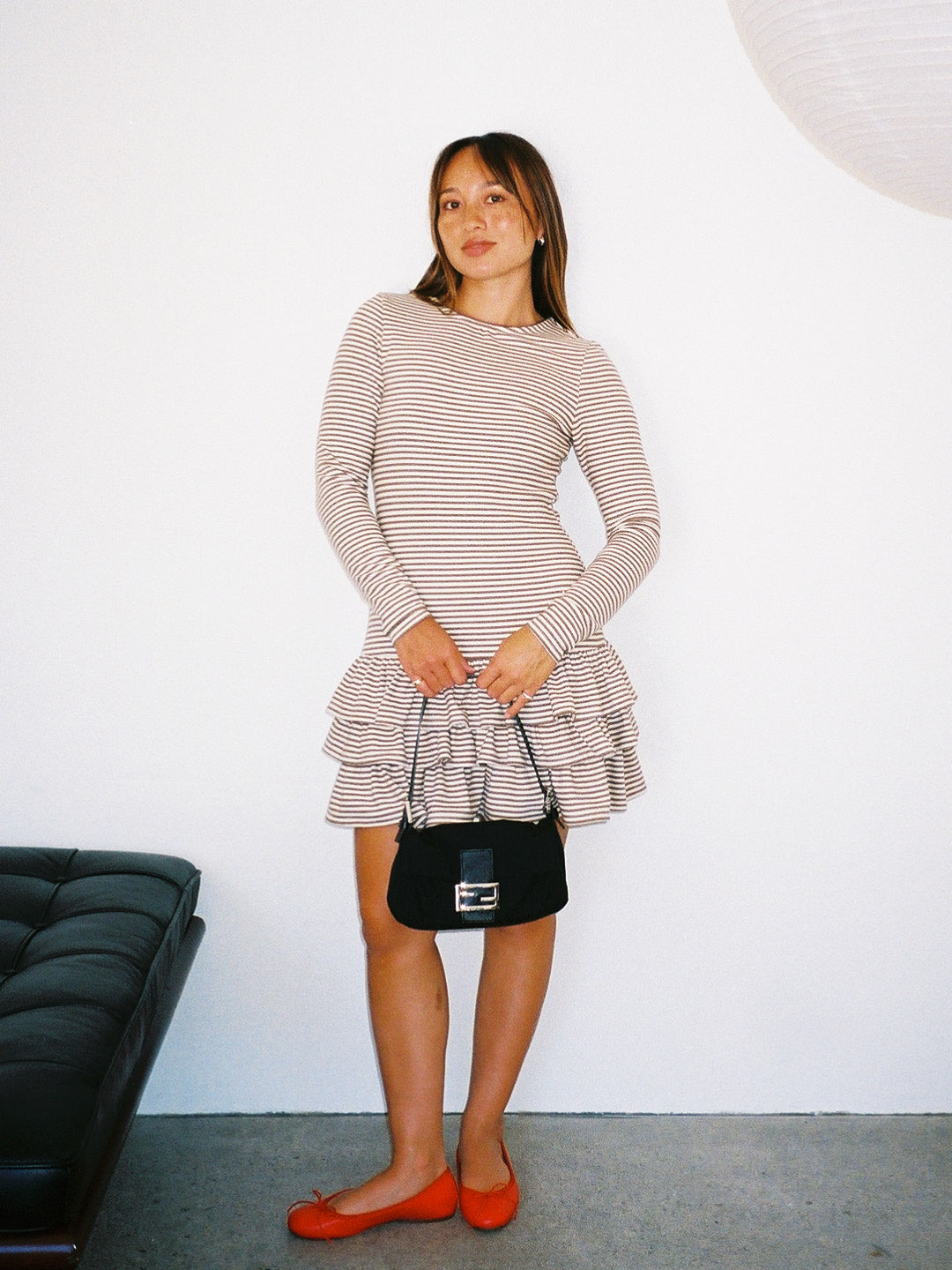 Colette Mini Dress - Brown Stripe