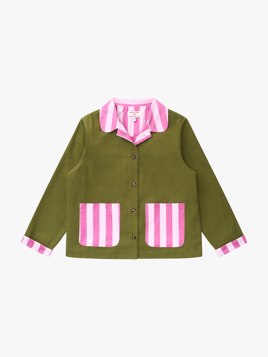 Dalston Jacket - Green & Rose Stripe