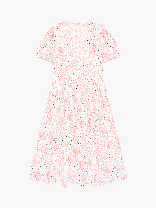Elizabeth Dress - Rose White Dot