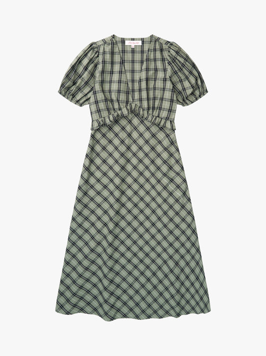 Emma Dress - Moss Plaid