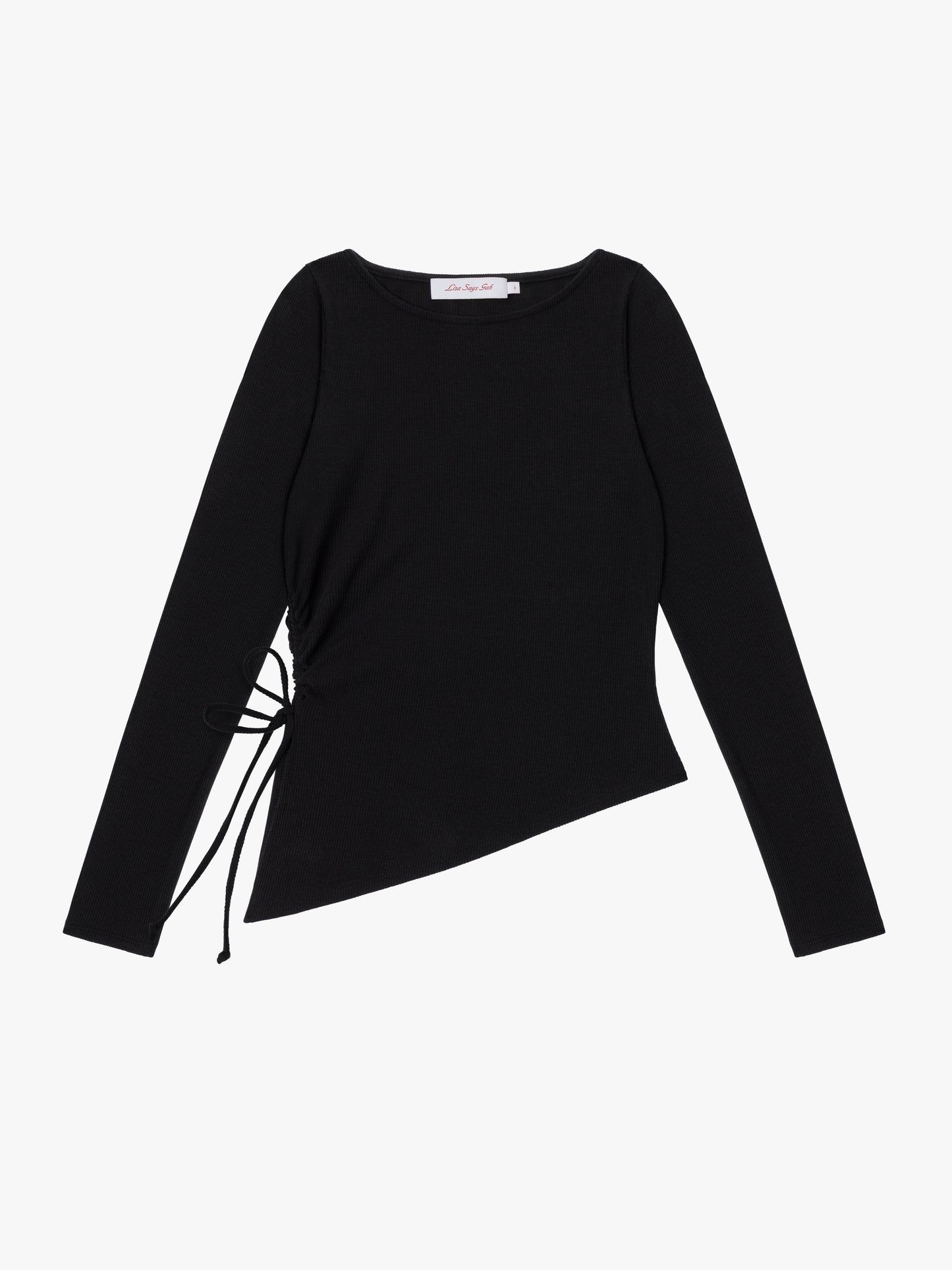 Emma Long Sleeve Top - Black Rib