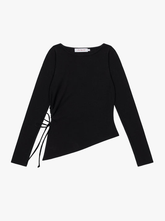 Emma Long Sleeve Top - Black Rib