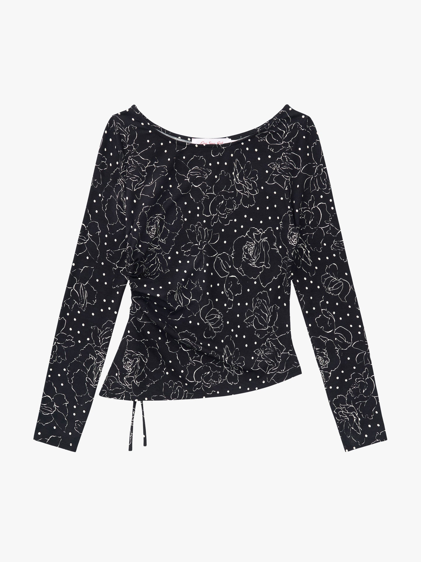 Emma Long Sleeve Top - Rose Dot Black