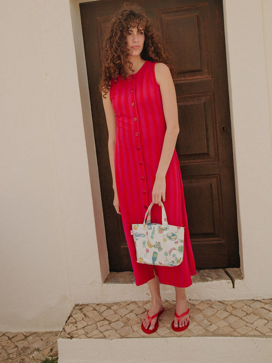 Manon Midi Dress - Raspberry Stripe