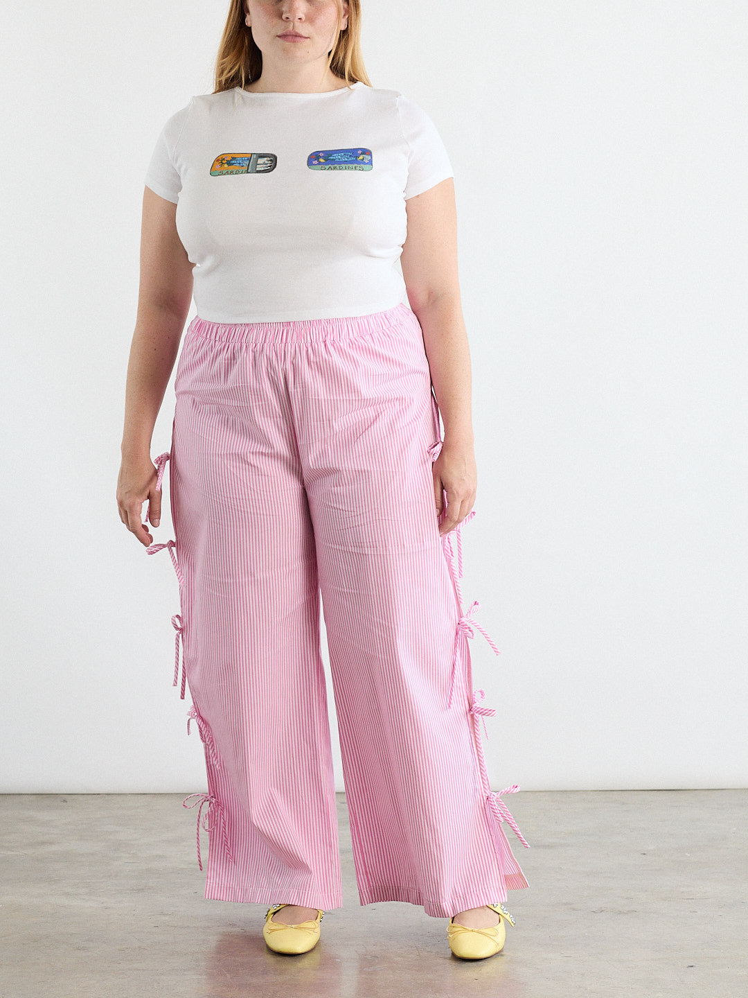 Evelyn Tie Pant - Pink Stripe