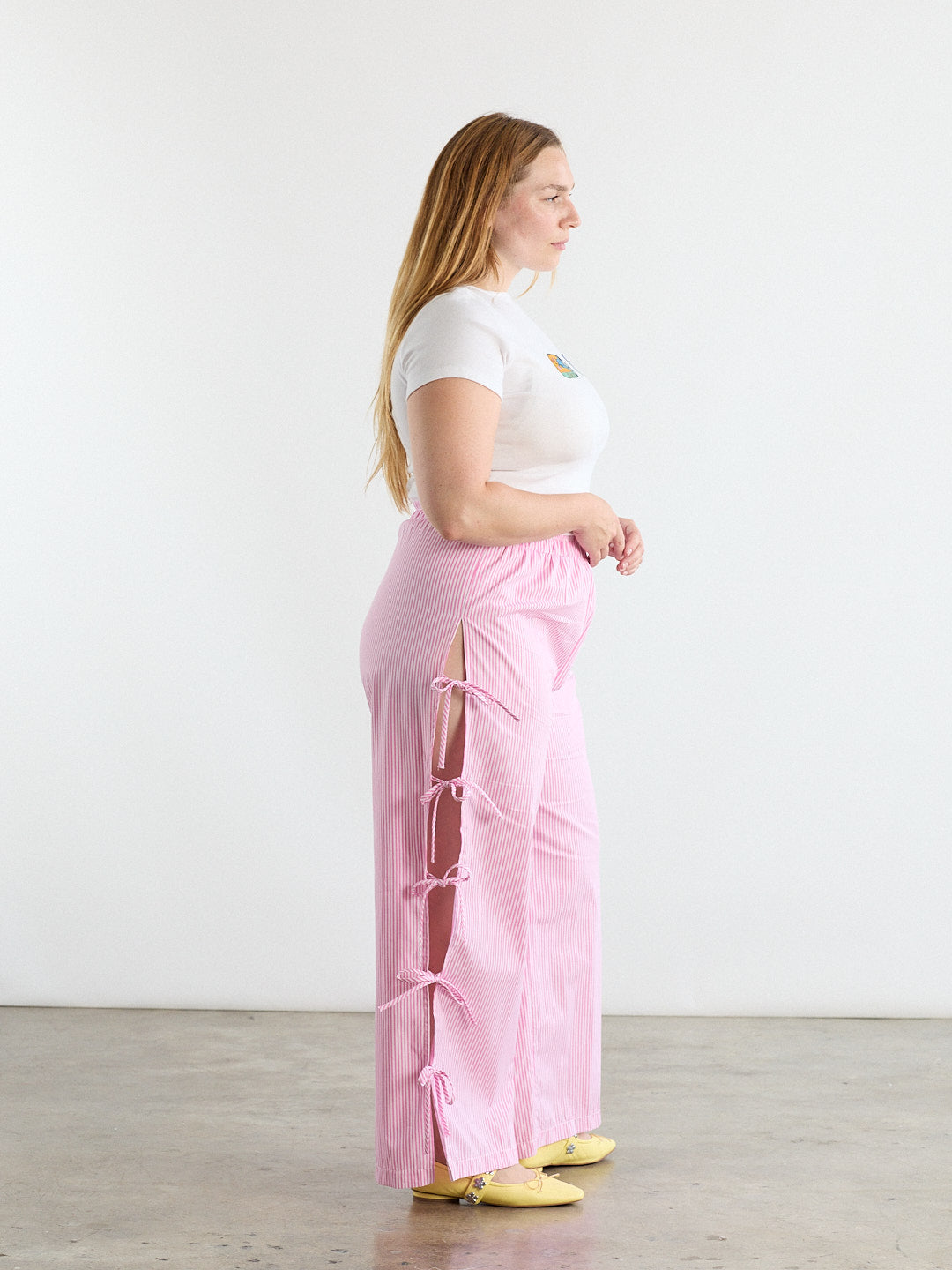 Evelyn Tie Pant - Pink Stripe