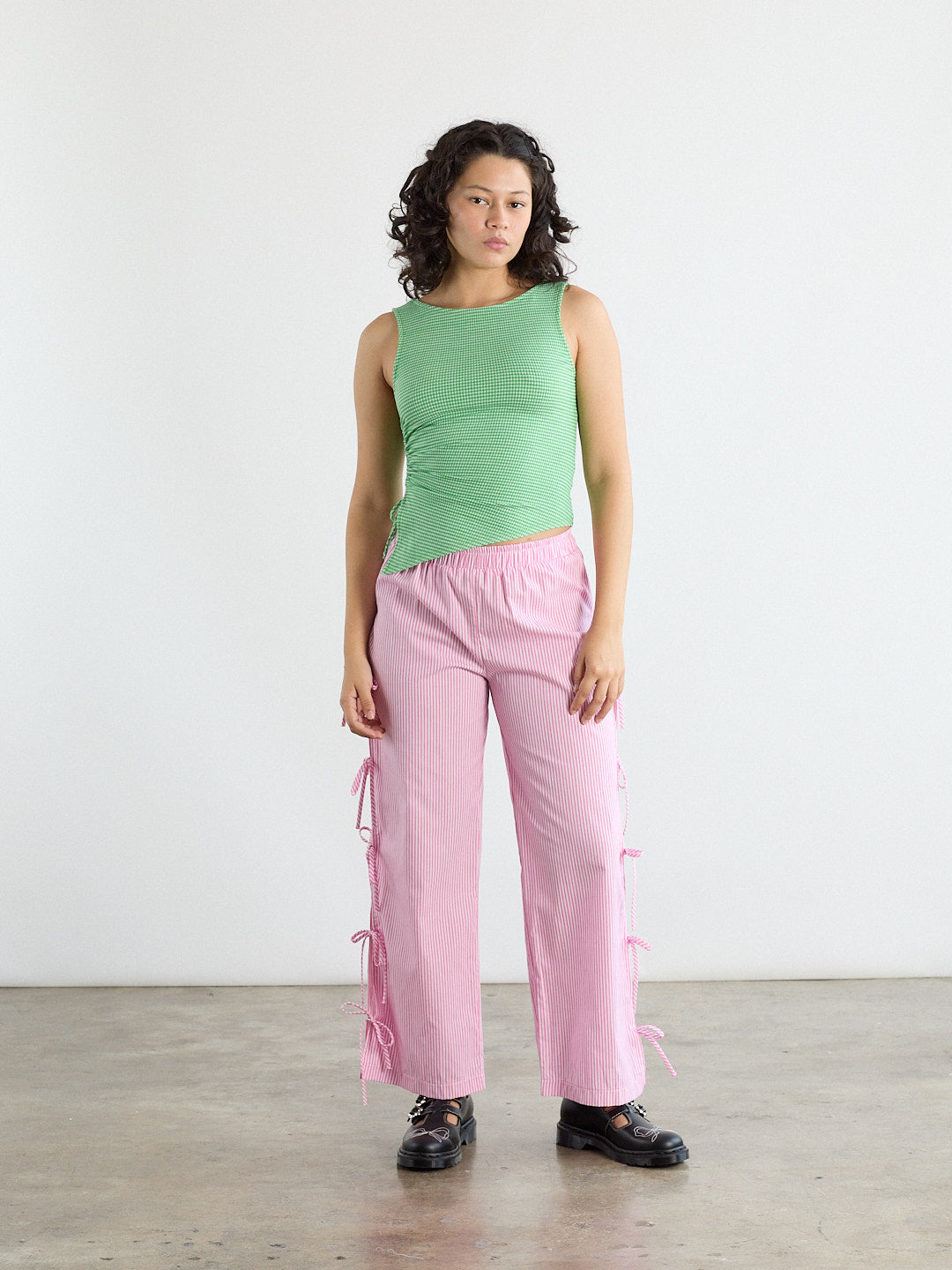 Evelyn Tie Pant - Pink Stripe