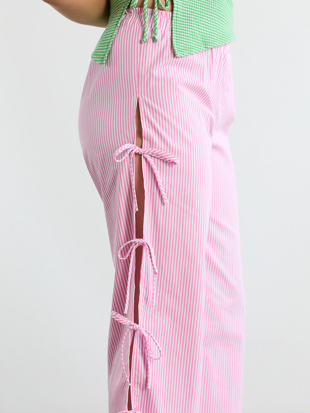 Evelyn Tie Pant - Pink Stripe