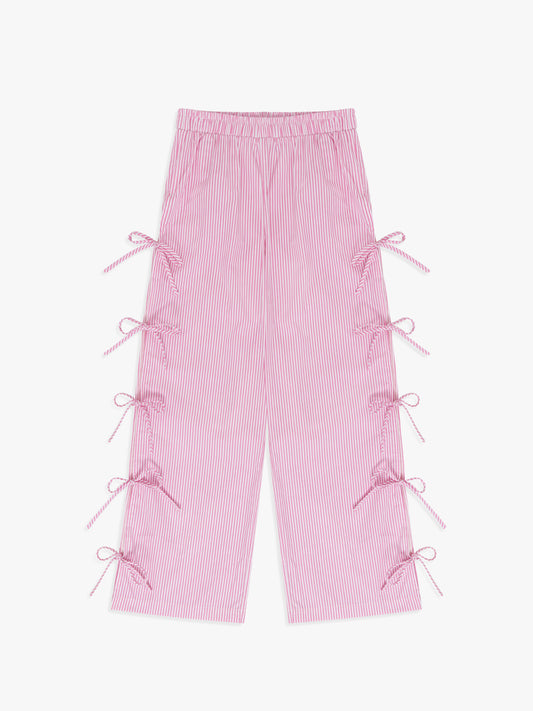 Evelyn Tie Pant - Pink Stripe