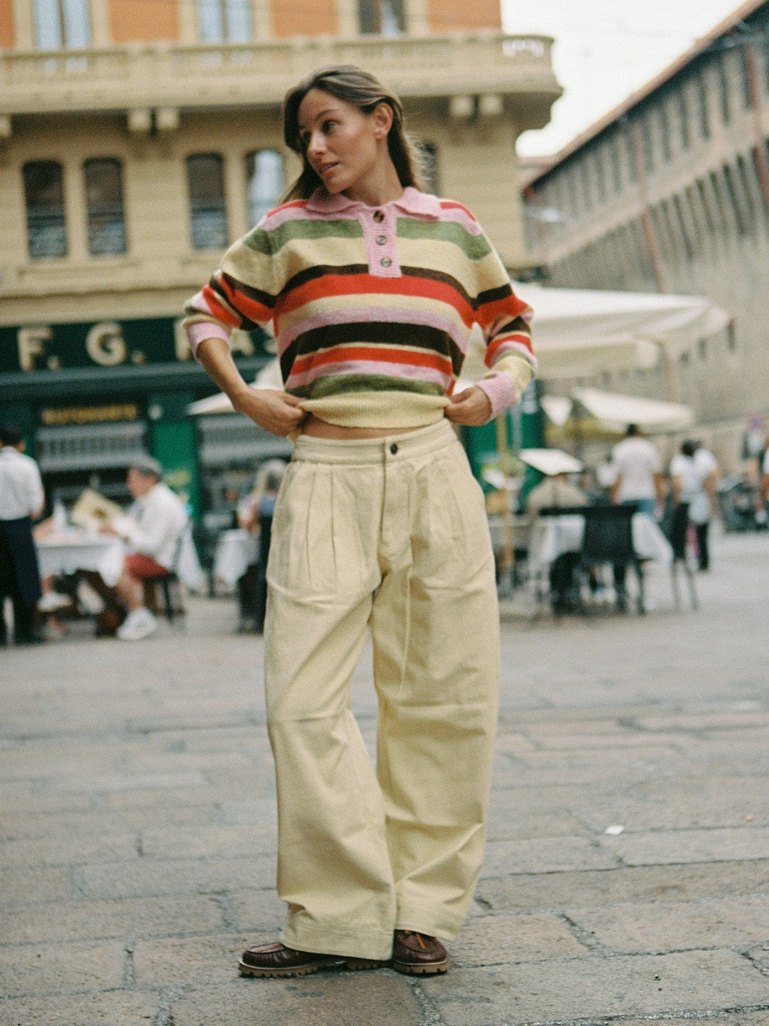 Alaia Polo Sweater - Pink Stripe