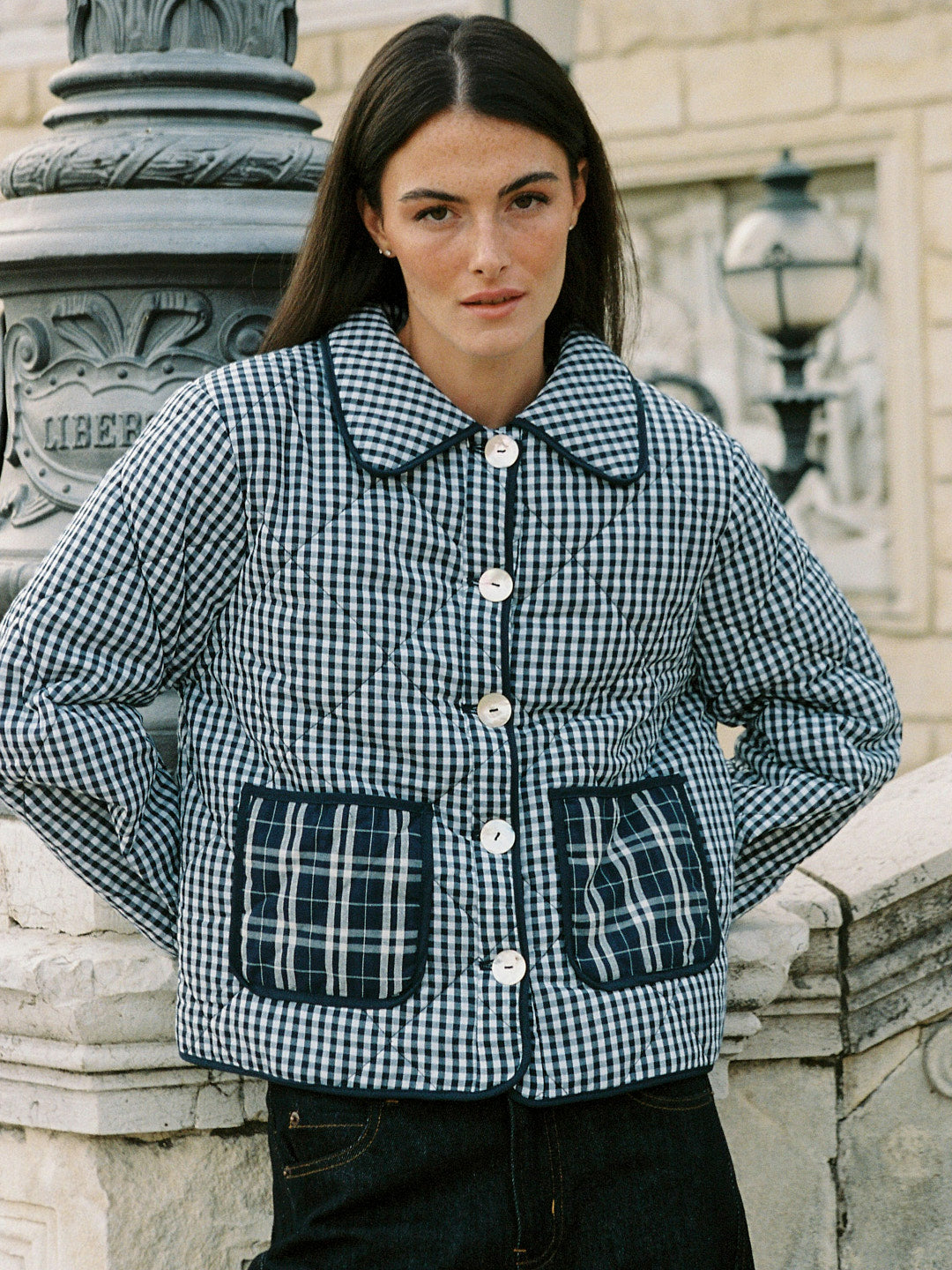 Lyra Quilted Jacket - Midnight Check Mix