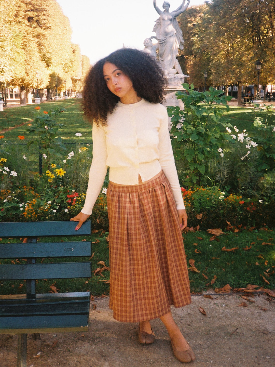 Irene Midi Skirt - Brown Plaid