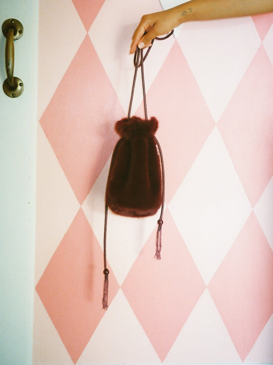 Luca Faux Fur Bag - Merlot