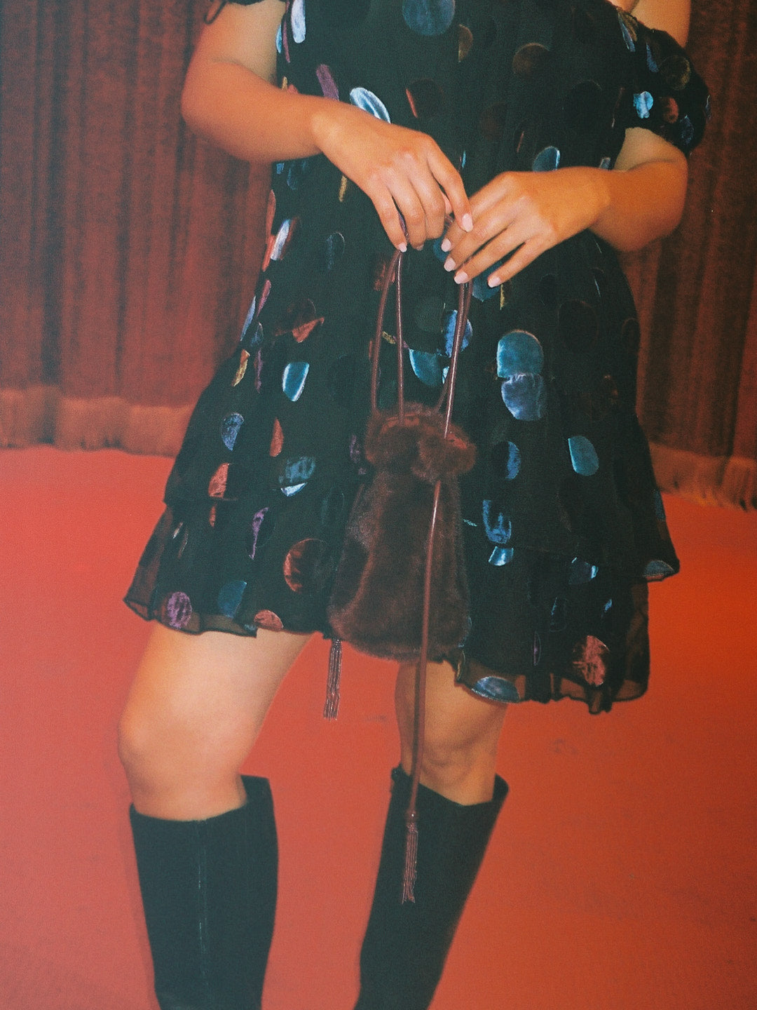 Luca Faux Fur Bag - Merlot