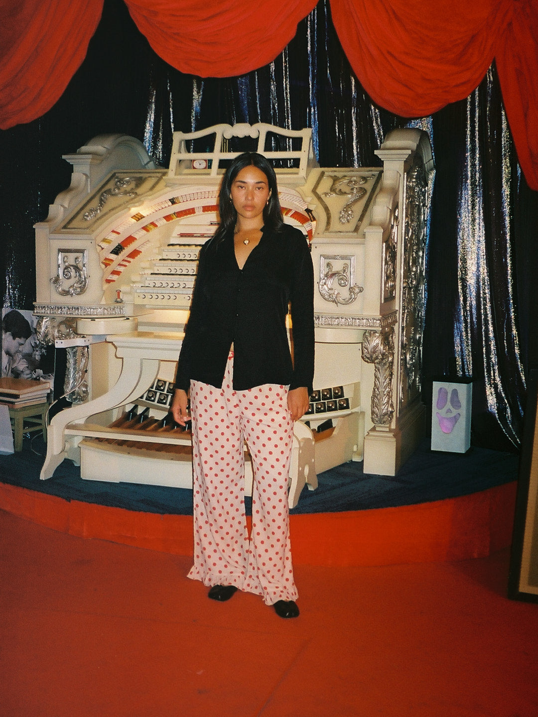 Liora Ruffle Pant - Scarlett Dot