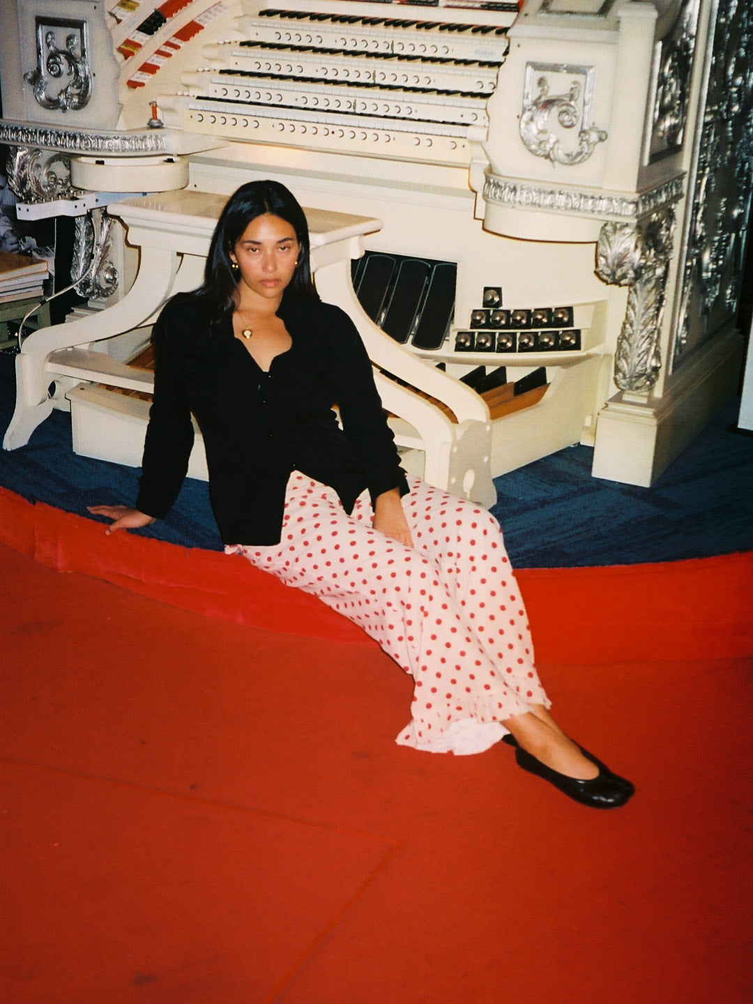 Liora Ruffle Pant - Scarlett Dot