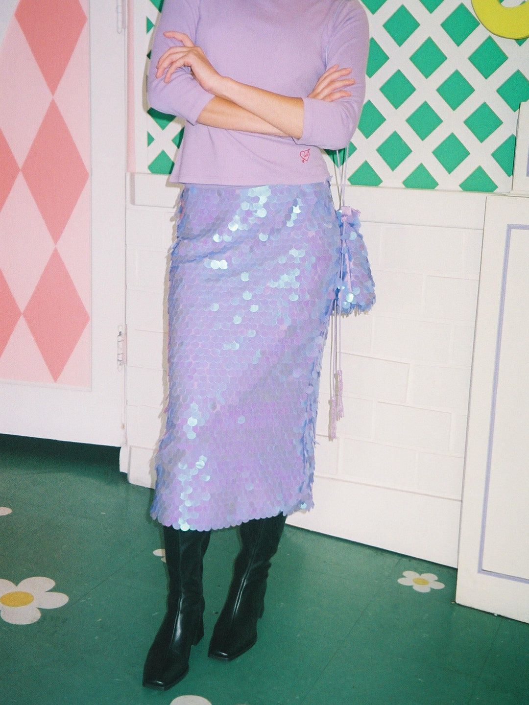 Siren Skirt - Lilac Paillette