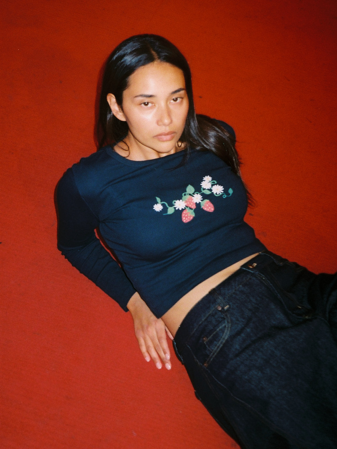 Dana Long Sleeve Tee - Black/Strawberry – Lisa Says Gah