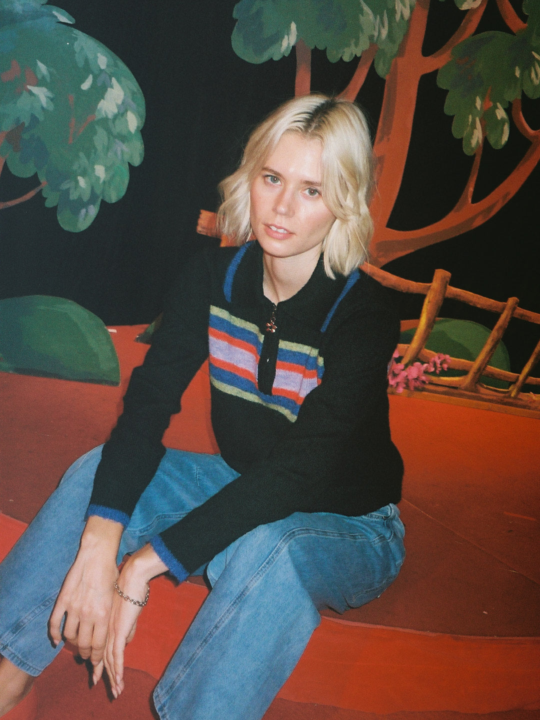 Wylie Half Zip Sweater - Black Multi