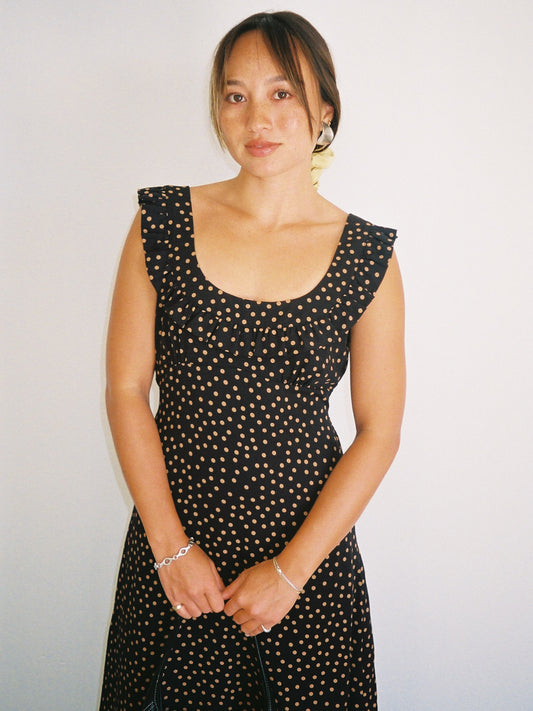 Iris Dress - Taupe Dot