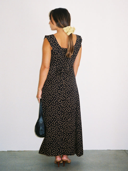 Iris Dress - Taupe Dot