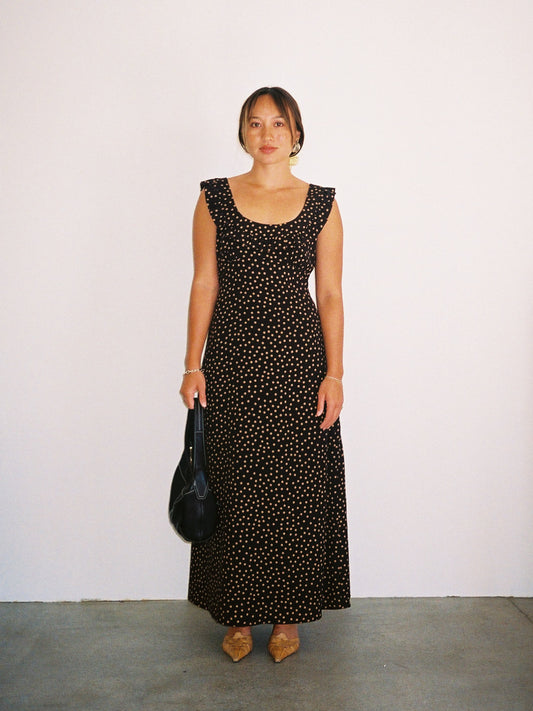 Iris Dress - Taupe Dot