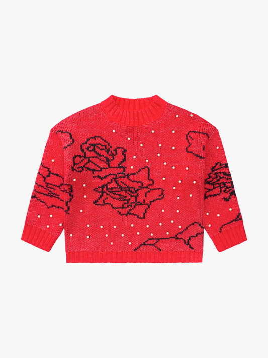 Iris Pearl Sweater - Rose Dot Red