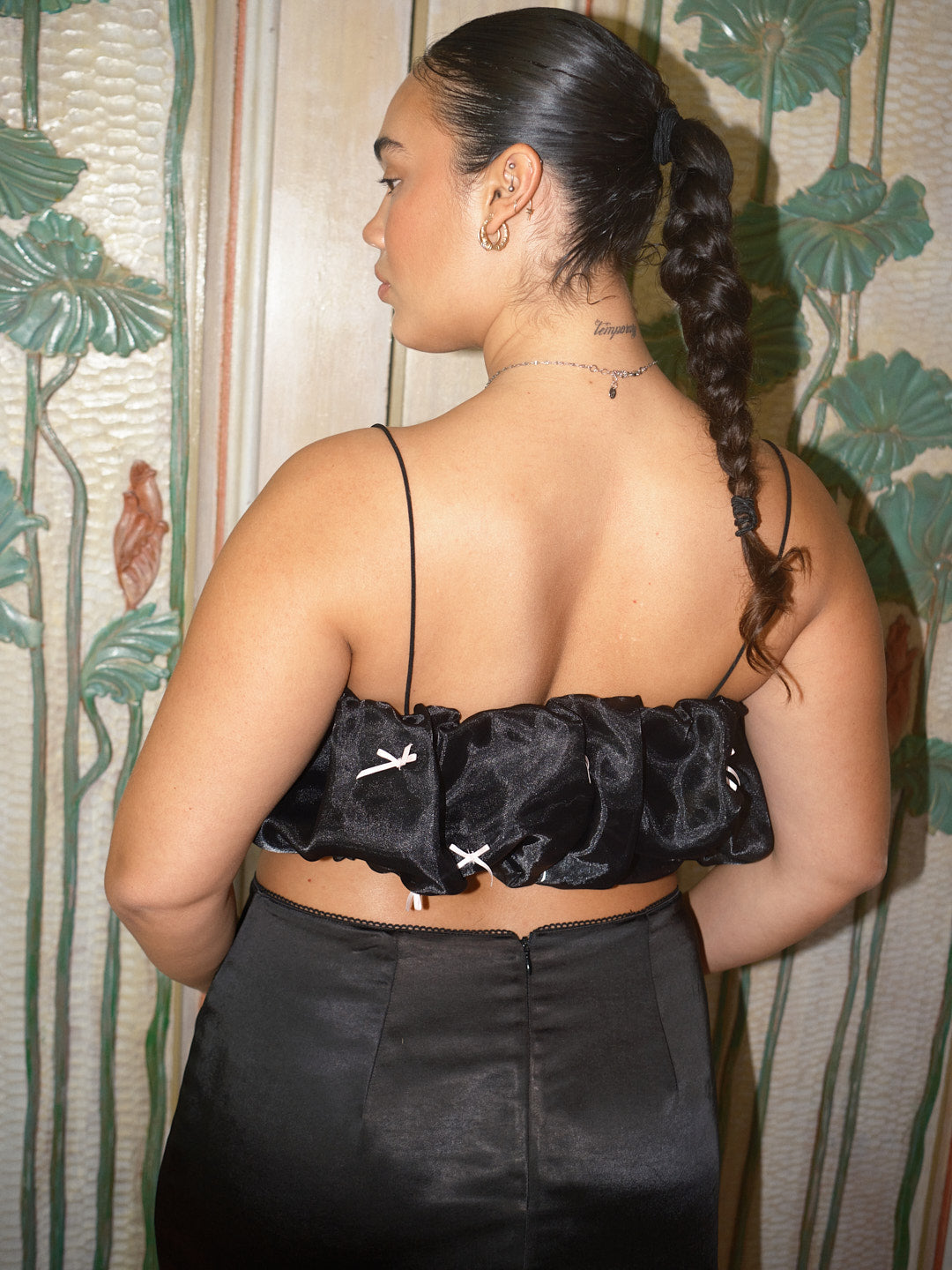 Jemma Bubble Top - Black Pink Bow