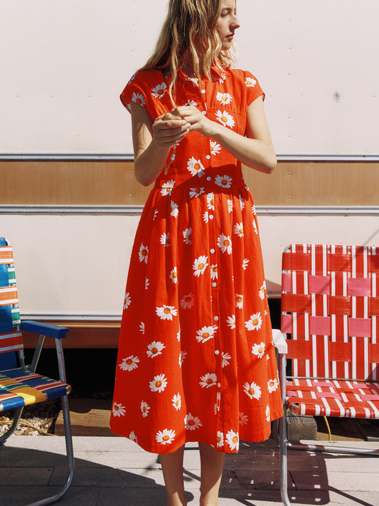 Joan Dress - Red Daisy