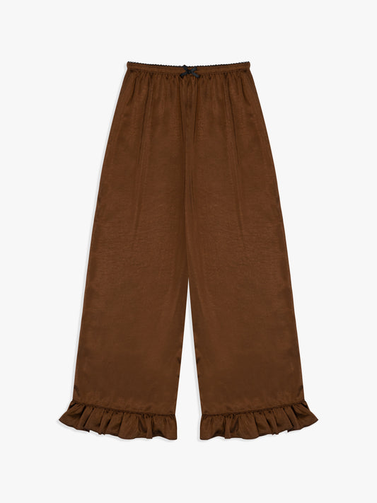 Liora Ruffle Pant - Chocolate