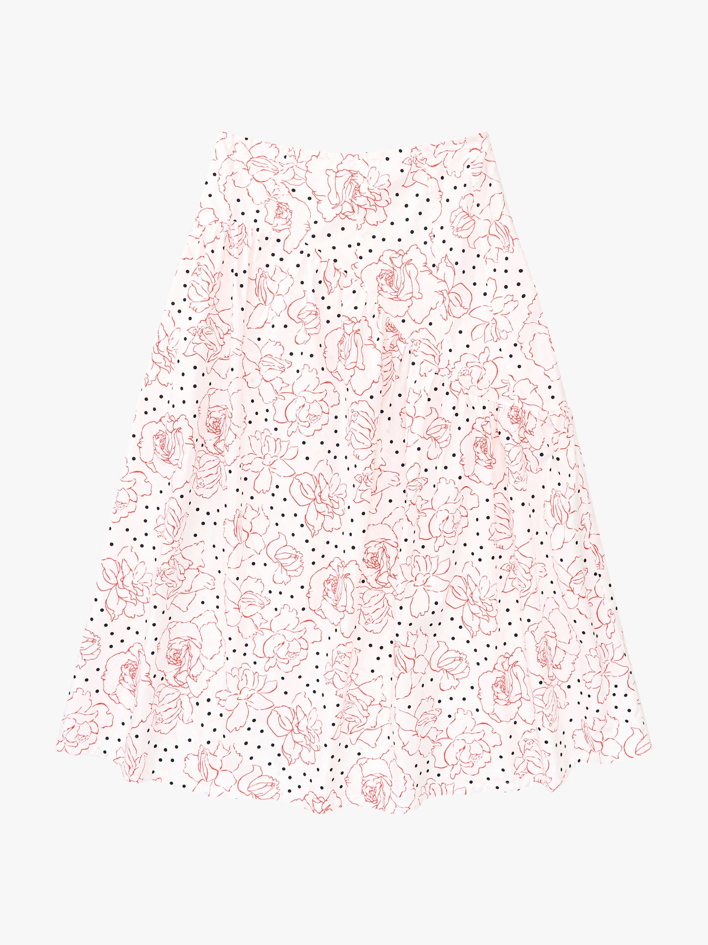 Maeve Midi Skirt - Rose Dot White